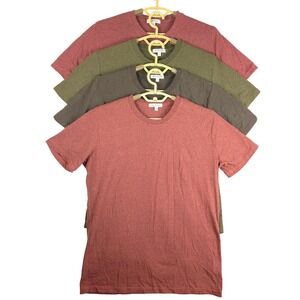 Lot of (4) Gustin Mens Tri-Blend T-Shirt Bundle Crew Neck Heather Red Green L